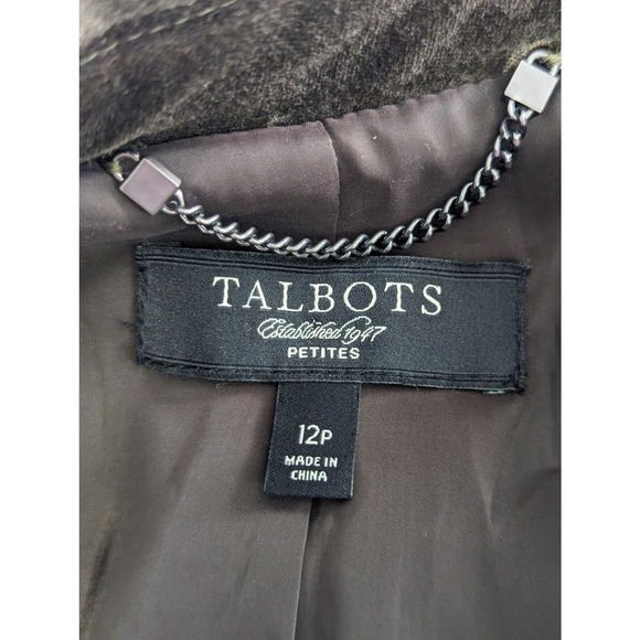 NWOT! TALBOTS PETITES! SAGE GREEN VELVET DOUBLE BREASTED, PEPLUM JACKET! SZ 12P - Picture 4 of 8